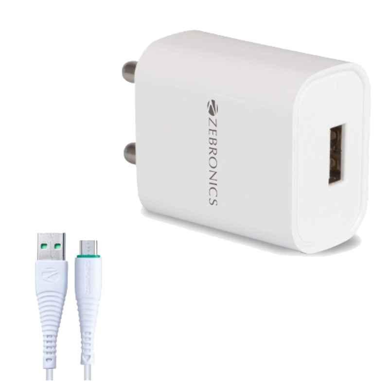 Zebronics ZEB-MA5211 White USB Charger Adapter with 1m Micro USB Cable