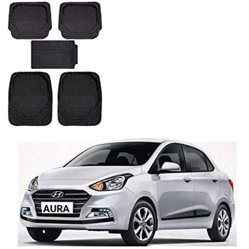 Kozdiko 8855TW 5 Pcs Rubber Black Rubber Car Mat Set for Hyundai Aura