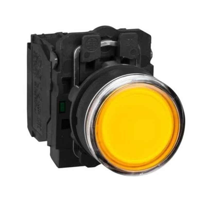 Schneider Illuminated Flush Integral LED Type Yellow Push Button with Smooth Lens, XB5AW35B1N