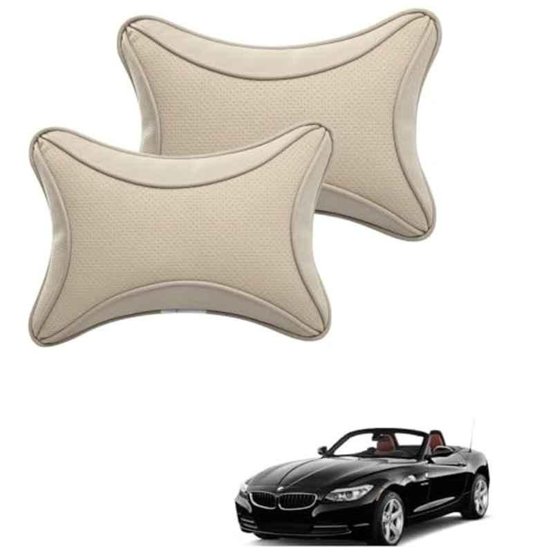 Kozdiko 2 Pcs Memory Foam & Polyester Beige Dots Car Neck Rest Pillow Set for BMW Z4, XNVJVHGJFH296