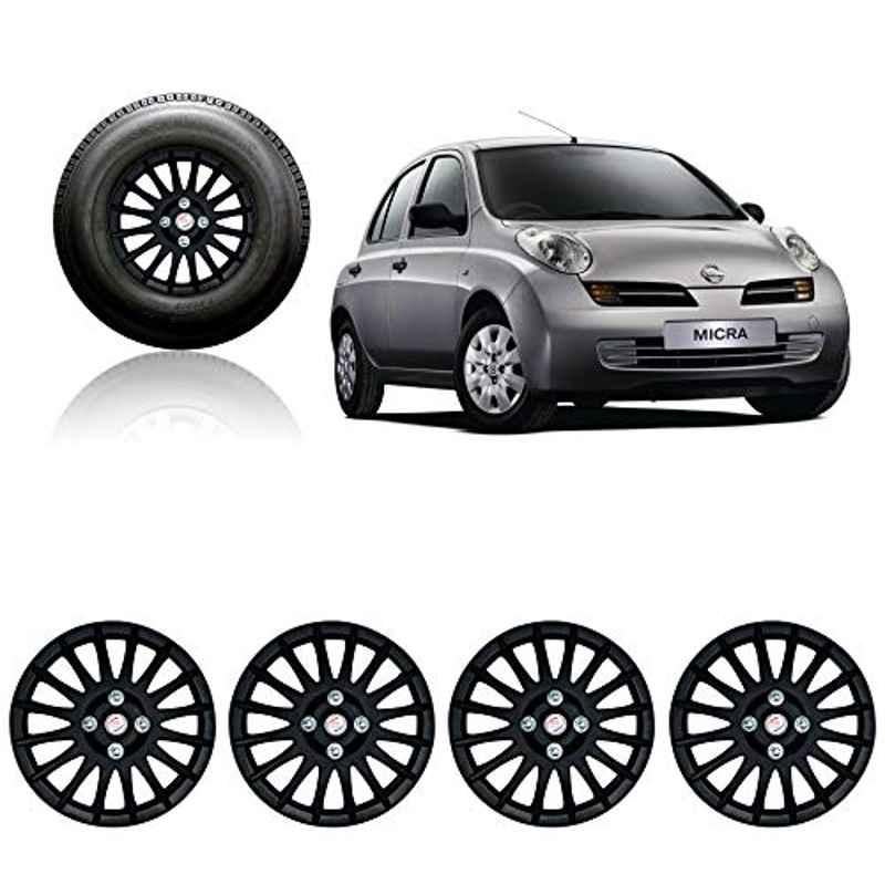Auto Pearl 4 Pcs 13 inch ABS Black Wheel Cover Set for Nissan Micra