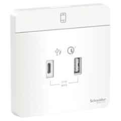 Schneider Electric Avataron 21W Polycarbonate White Type A+C USB Charger Socket, E8332ACQUSB_WE