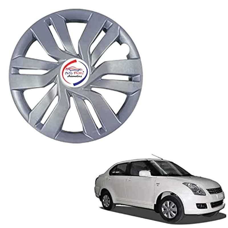 Auto Pearl 4 Pcs 14 inch ABS Press Type Hubcap Wheel Cover Set with Retention Ring for Maruti Suzuki Dzire Type 1 SLVR29