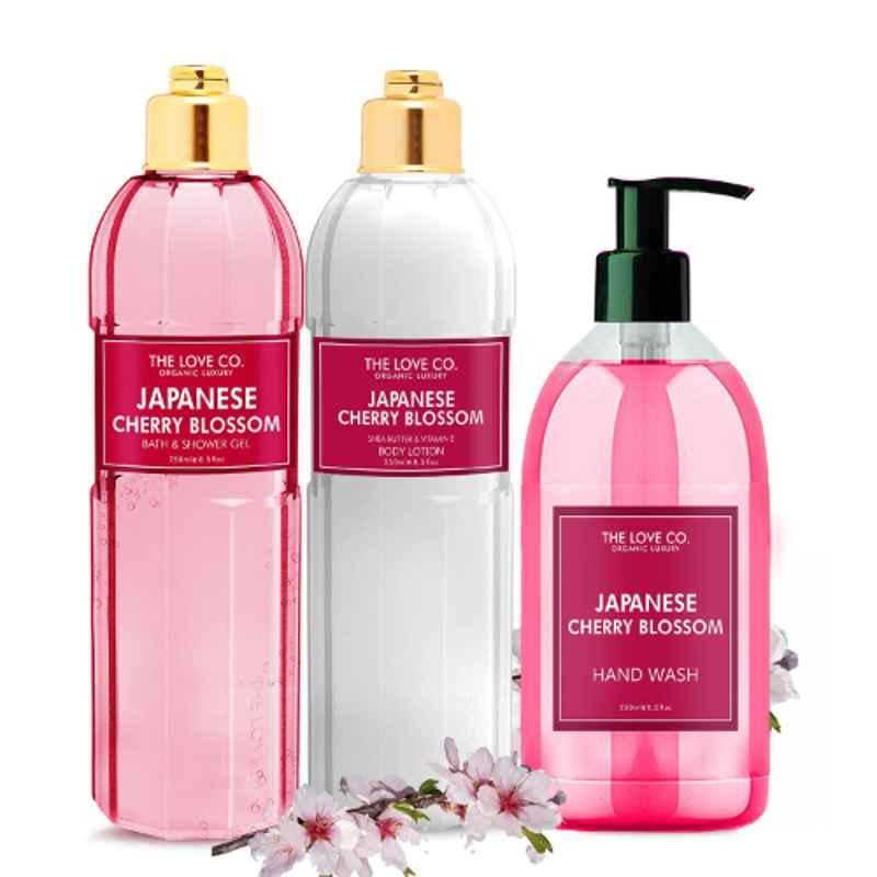 The Love Co. 2162 250ml Japanese Cherry Blossom Body Wash & 250ml Body Lotion & 250ml Hand Wash