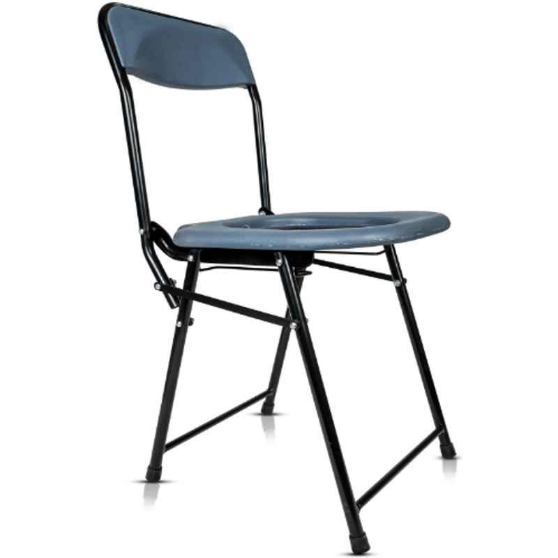 Entros 100kg Oval Cut Foldable MS Commode & Bathing Foldable Chair, OC-C779A
