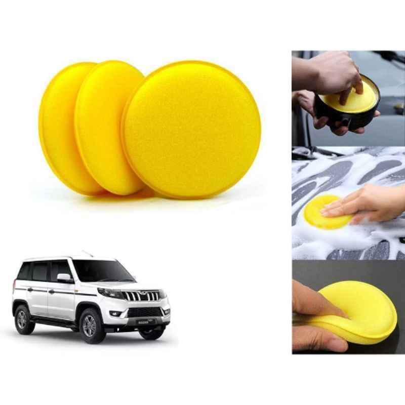 Auto Pearl Polyurethane Beige Washing & Waxing Polish Foam Sponge for Bolero Neo 2021 (Pack of 3)