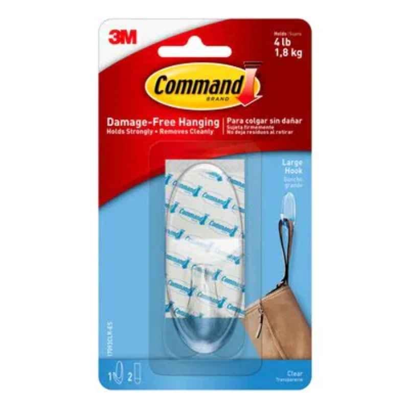 3M Command Large Clear Hook with Strips, 17093CLR-ES