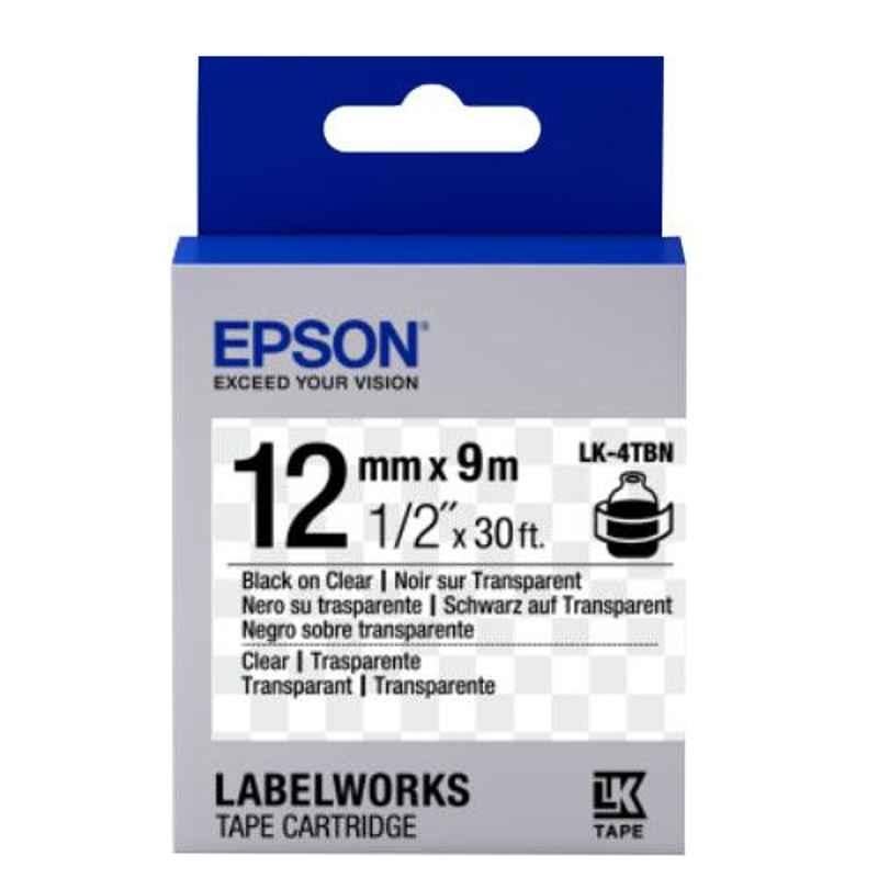 Epson LK-4TBN Black & Transparent Label Tape