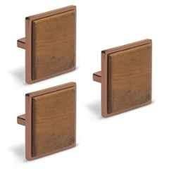 Plantex Knobs for Drawer/Square Drawer Knobs/Knobs for Cabinets/Pull-Push Knobs for Kitchen/Bedroom Drawer (Pack of 3) Big, Rose Gold & Wood