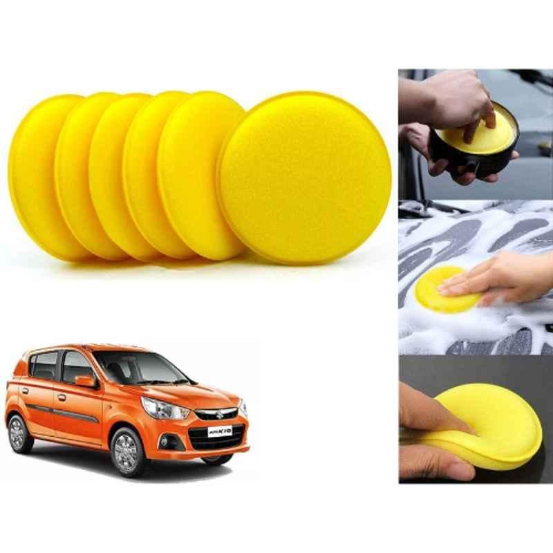 Auto Pearl Polyurethane Beige Washing & Waxing Polish Foam Sponge for AltoK10 New 2014 (Pack of 6)