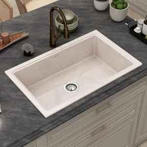 Plantex Aqmax 32x20 inch Quartz Acrylic Ultra Brun Matt Kitchen Sink/Undermount Sink For Kitchen/Granite Single Bowl Kitchen Sinks With Coupling, APS-4203