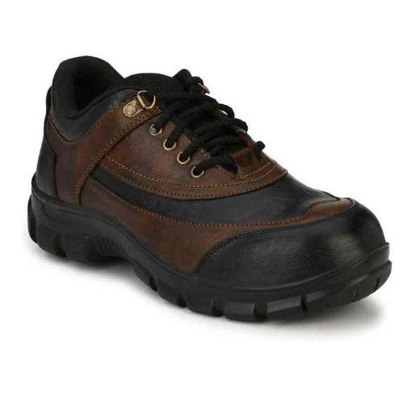 Wonker 6298 Leather Steel Toe Brown Safety Boots, Size: 10