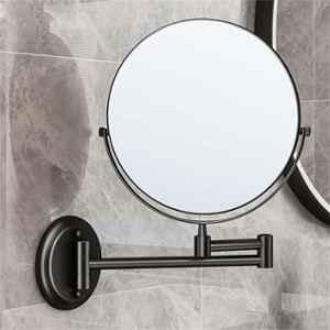 Plantex Premium Brass Magnifying Mirror/Two-Sided 360 deg Swivel Shaving Mirror with 5x/1x Magnification/Vanity Mirror for Bathroom 8 inch es-Black/Wall Mount