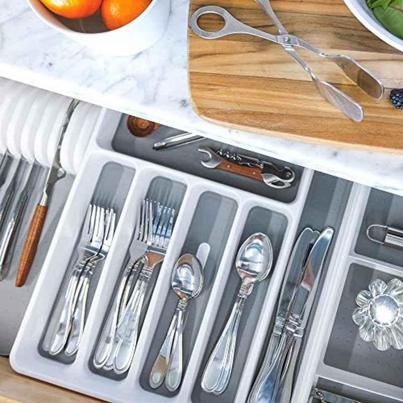 Madesmart Classic Plastic White Silverware Large Tray, 29106