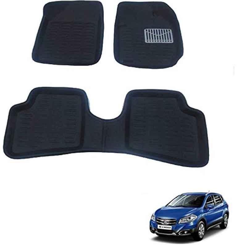 Kozdiko Thermoplastic Elastomer Black 3D Car Floor Mat Set for Maruti Suzuki S Cross, Koz-88263