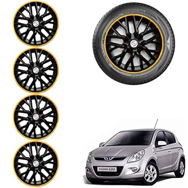 Auto Pearl 4 Pcs 14 inch ABS Black & Yellow Car Wheel Cover Set for Hyundai i20 Type 1