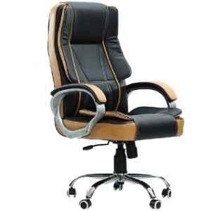MRC M164_B&T Black & Tan Synthetic Leatherette High Back Revolving Office Chair