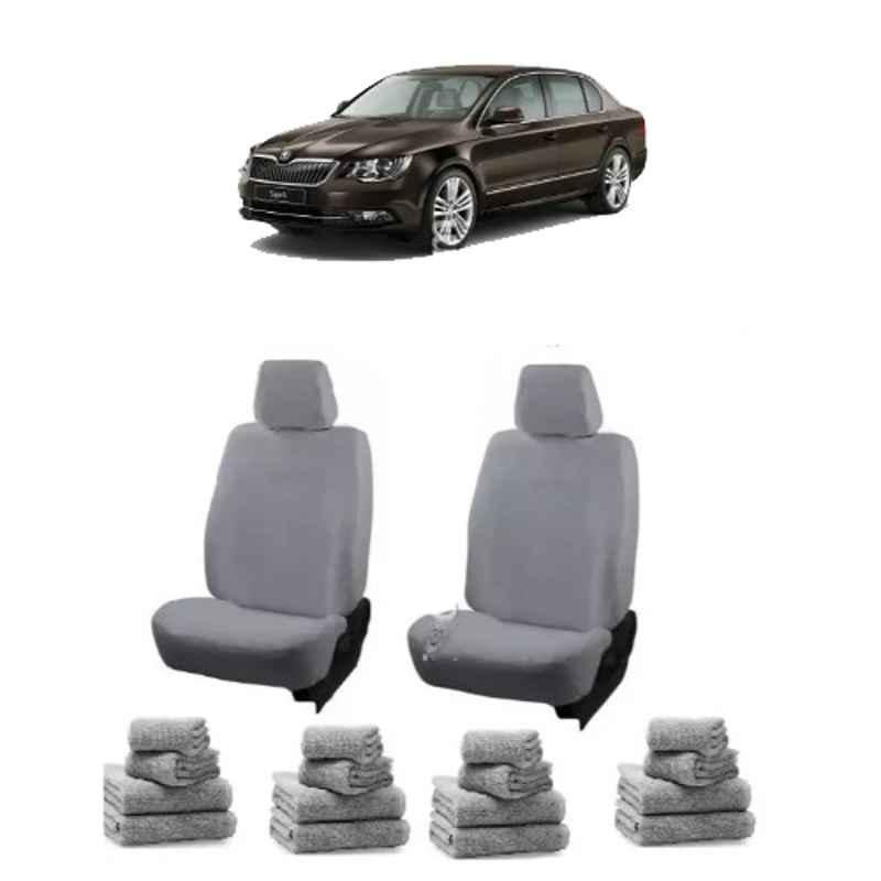 Oscar Grey Aut-Sn-4408 Towel 1 Pcs\\Set Skoda Super-B Car Seat Cover