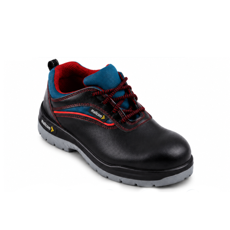 Mallcom Devon S1 Genuine Leather Steel Toe Black Safety Shoes, Size: 9