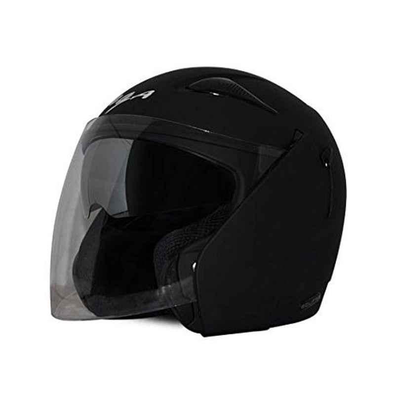 Vegae Medium Size Dull Black Eclipse Open Face Helmet, ECL-DK-M