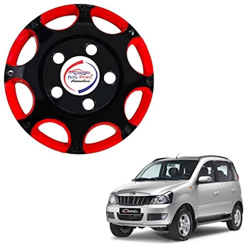 Auto Pearl 4 Pcs 15 inch ABS Black & Red BBR13 Hubcap Wheel Cover Set for Mahindra Quanto