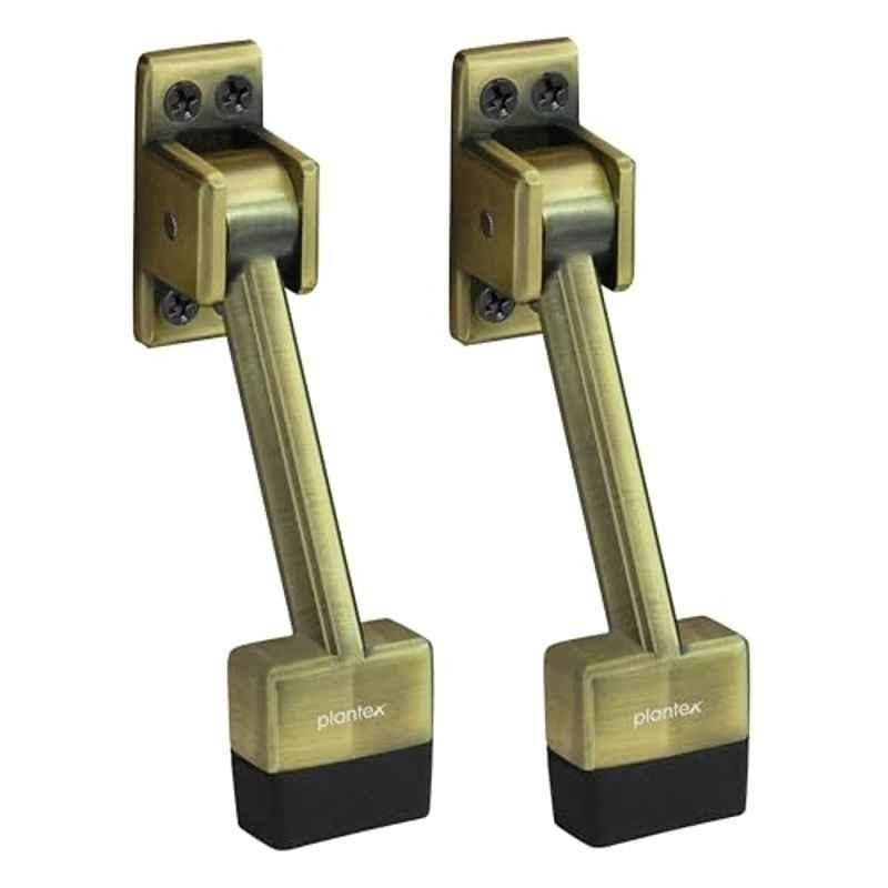 Plantex 5 inch Zinc Alloy Antique Brass Door Stopper with Rubber Grip, SH-34 (Pack of 2)