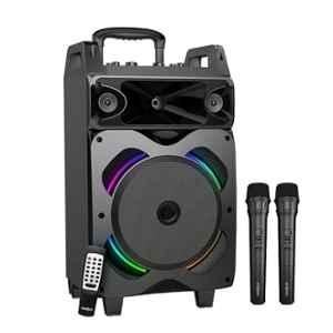 Frontech Smash 60W Bluetooth Black Trolley Speaker with Rgb Party Lights & Wireless Mic, SW-0175