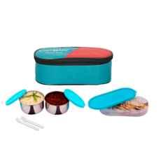 Carrolite 400ml Multi Colour Stainless Steel Lunchbox, trendy_1004 (Pack of 3)