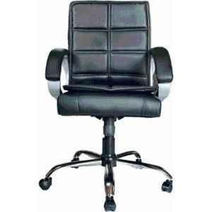 RM HOME Sado Leather Medium Back Black Executive Chair