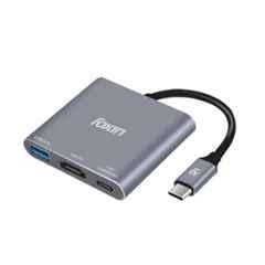 Foxin C-HUB 3 5Gbps Metal Grey 3-in-1 Type-C to HDMI Adapter with Type C PD, HDMI 4K, USB 3.0 & 100W PD Charging