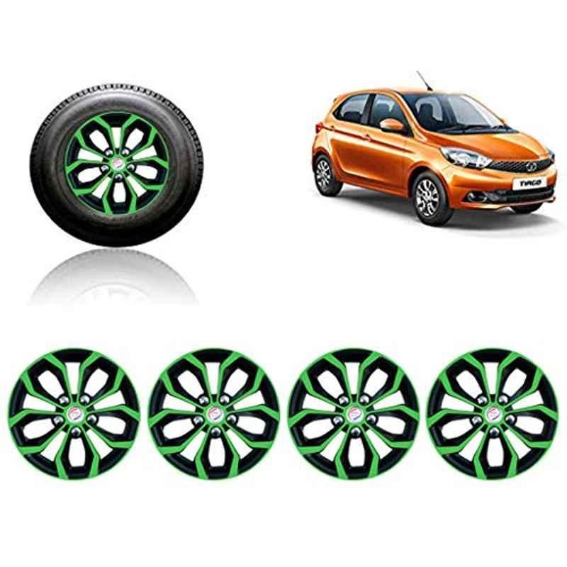 Auto Pearl 4 Pcs 14 inch ABS Green & Black Car Wheel Cover Set for TATA Tiago