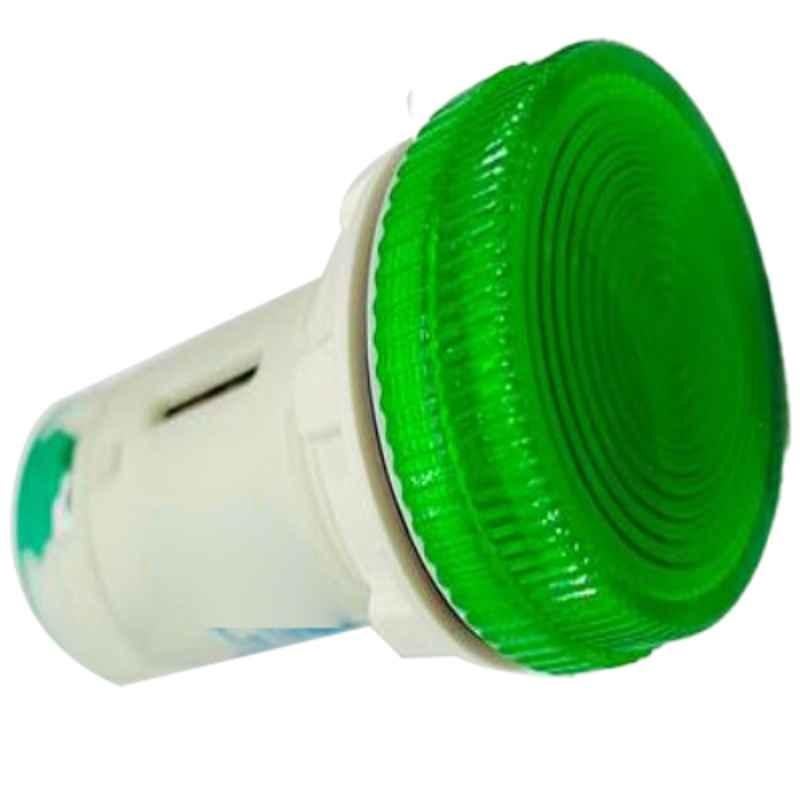 Vaishno 22.5mm 220V Plastic Green LED Type Push Button, 2XVLDIL-BN-GREEN-220