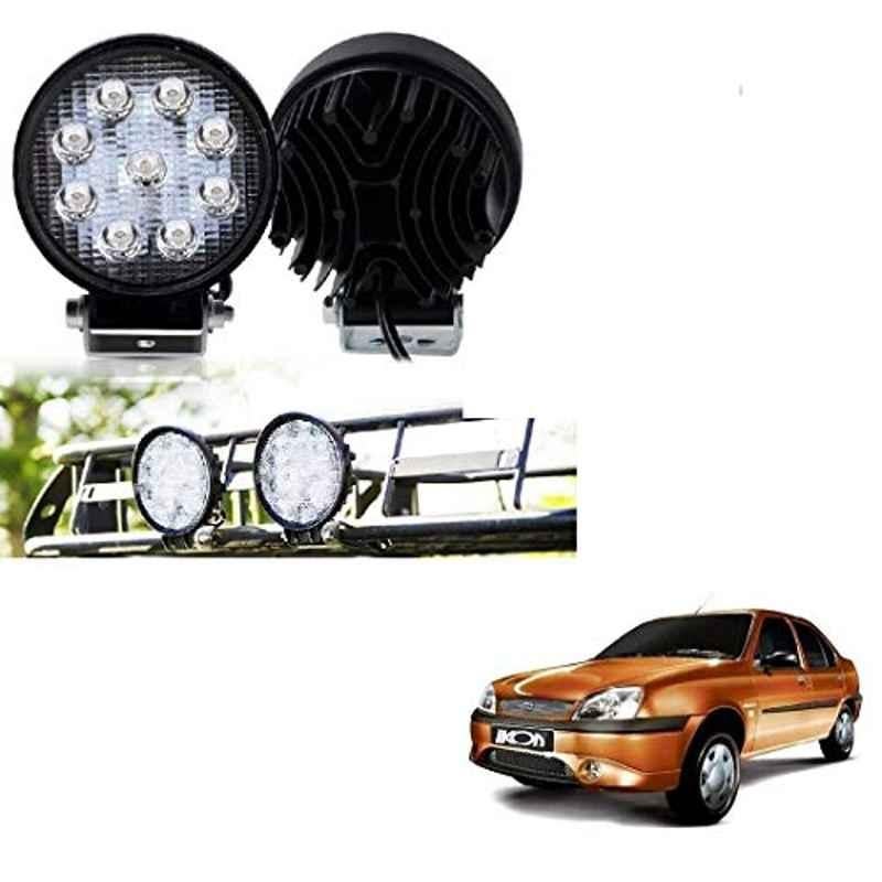 Kozdiko 2 Pcs 27W 4 inch 9 LED Waterproof Round White Fog Light Set with Mounting Brackets for Ford Ikon, kozd_20050