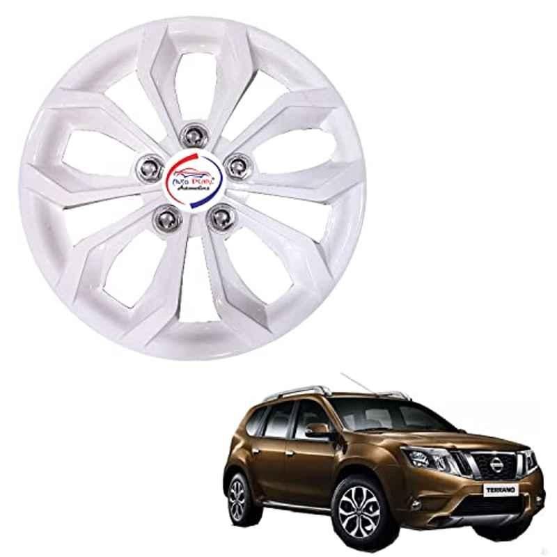 Auto Pearl 4 Pcs 15 inch ABS Pearl White BBR33 Hubcap Wheel Cover Set with Retention Ring for Nissan Terrano