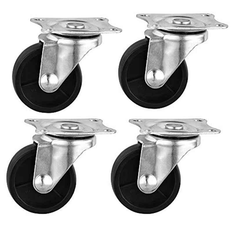 Ylovow 40mm Rubber Castor Wheel with Screws (Pack of 4)