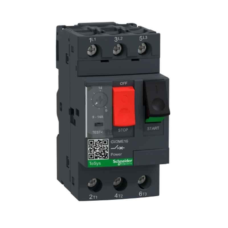 Schneider TeSys 9-14A Dark Grey Push Button 3 Pole Motor Circuit Breaker, GV2ME16
