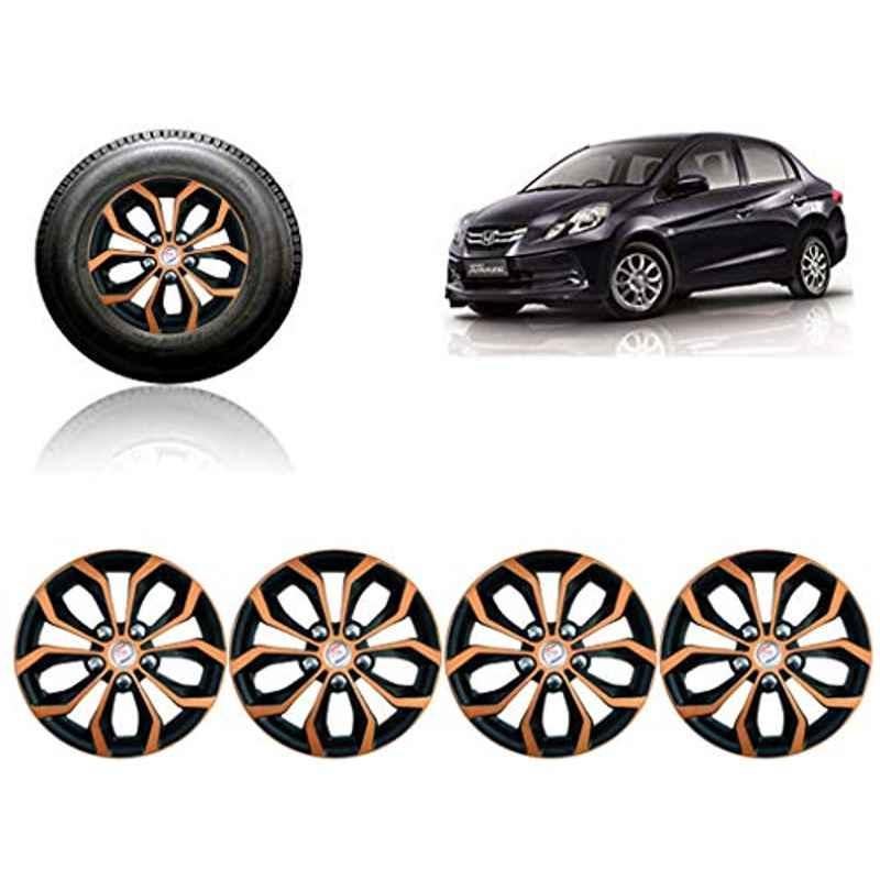 Auto Pearl 4 Pcs 14 inch ABS Black & Copper Press Fitting Wheel Cover Set for Honda Amaze Type-2