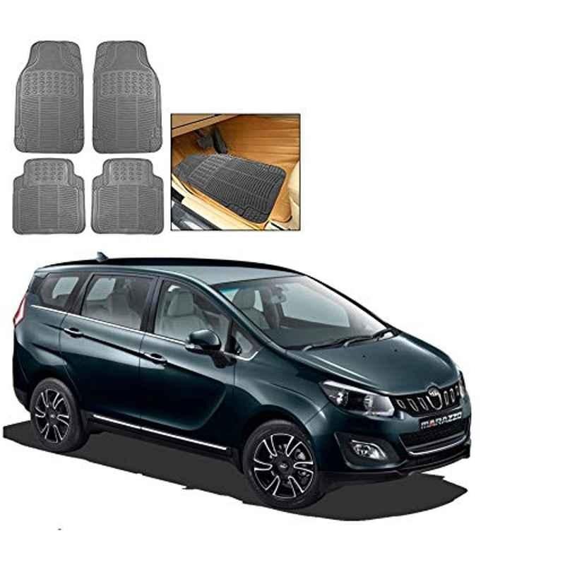 Kozdiko 4 Pcs Rubber Grey Car Mat Set for Mahindra Marazzo