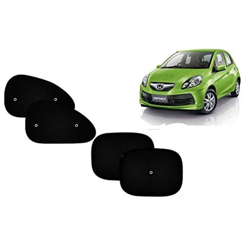 Auto Pearl 4 Pcs PVC & Mesh Black Window Side Sun Shade Set for Honda Brio