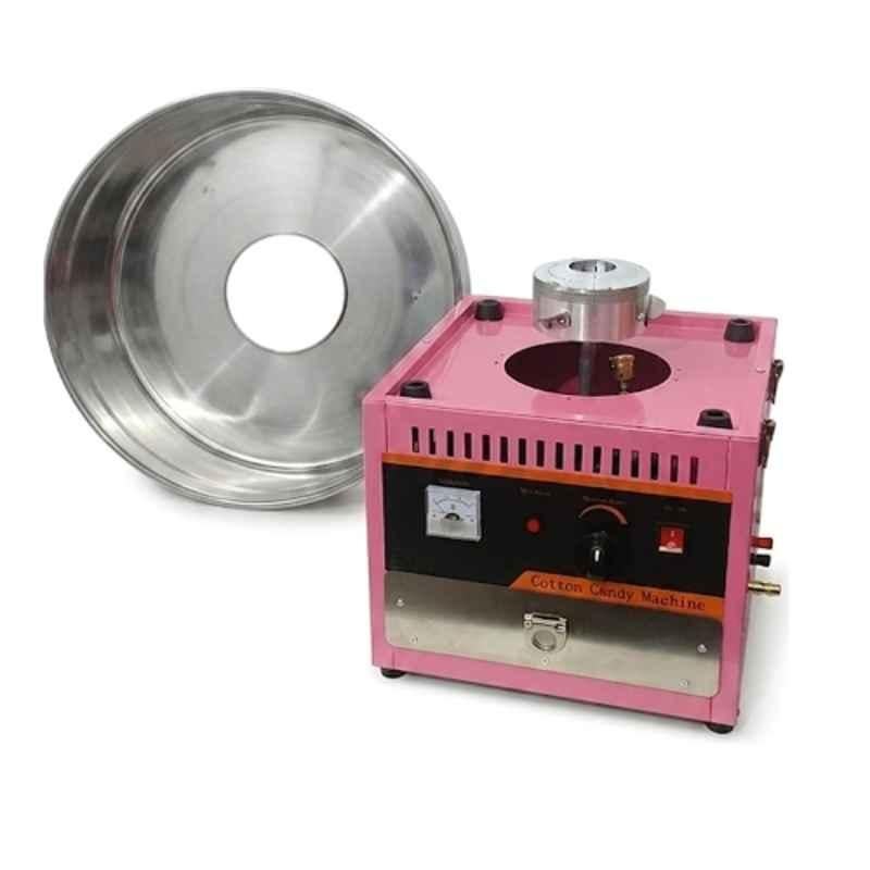 RKC Commercial Cotton Candy Machine with Large Stainless Steel Bowl Temperature Control Voltmeter, Storage Drawer Battery & Gas Operated, CCM-01