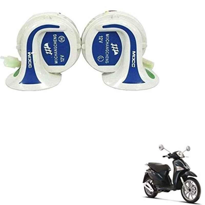 Kozdiko 2 Pcs 18-in-1 White Mocc Scooty Digital Tone Magic Horn Set for Vespa Liberty