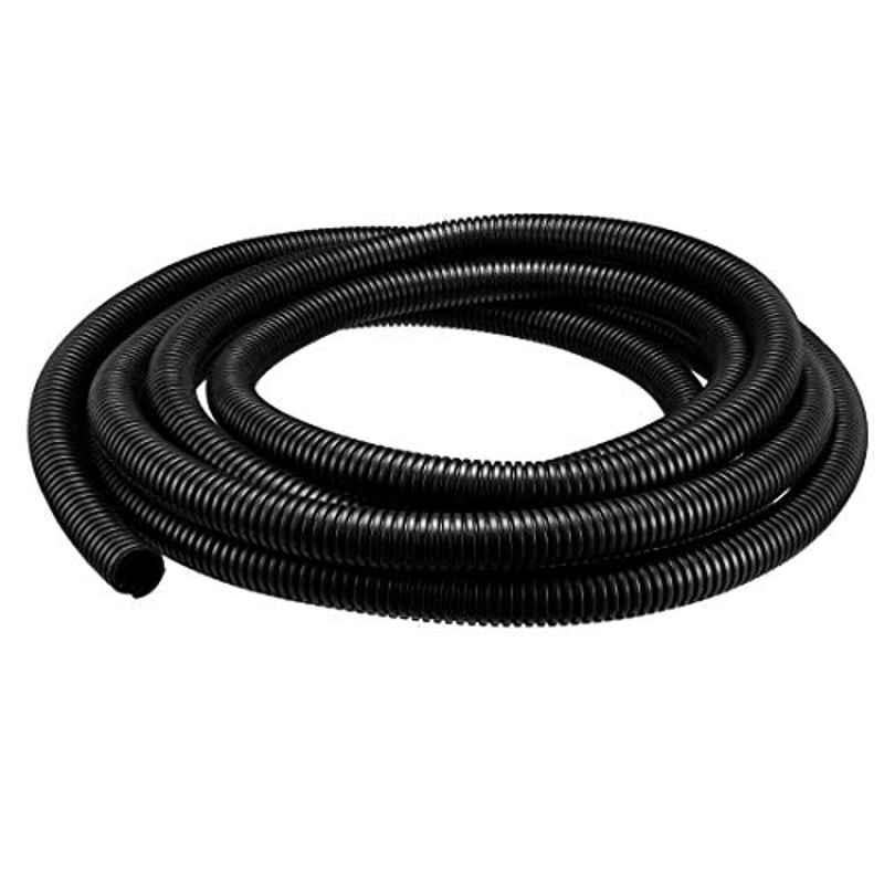 21mmx15m PE Black Split Wire Loom Corrugated Tubing Bellows Pipe Hose Cover
