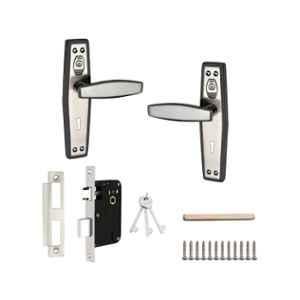 Buckler 8 inch Iron Black & Silver Glossy Mortise Door Handle Set, B-351