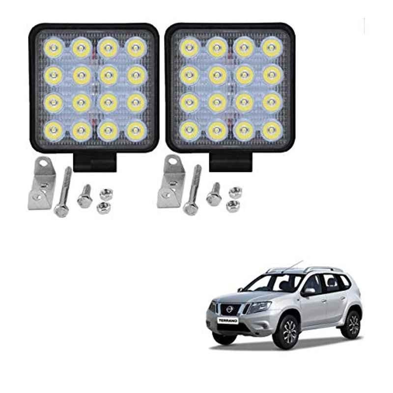 Kozdiko 2 Pcs 48W 16 LED White Bright Beam Square Fog Light Set for Nissan Terrano, koz_92712