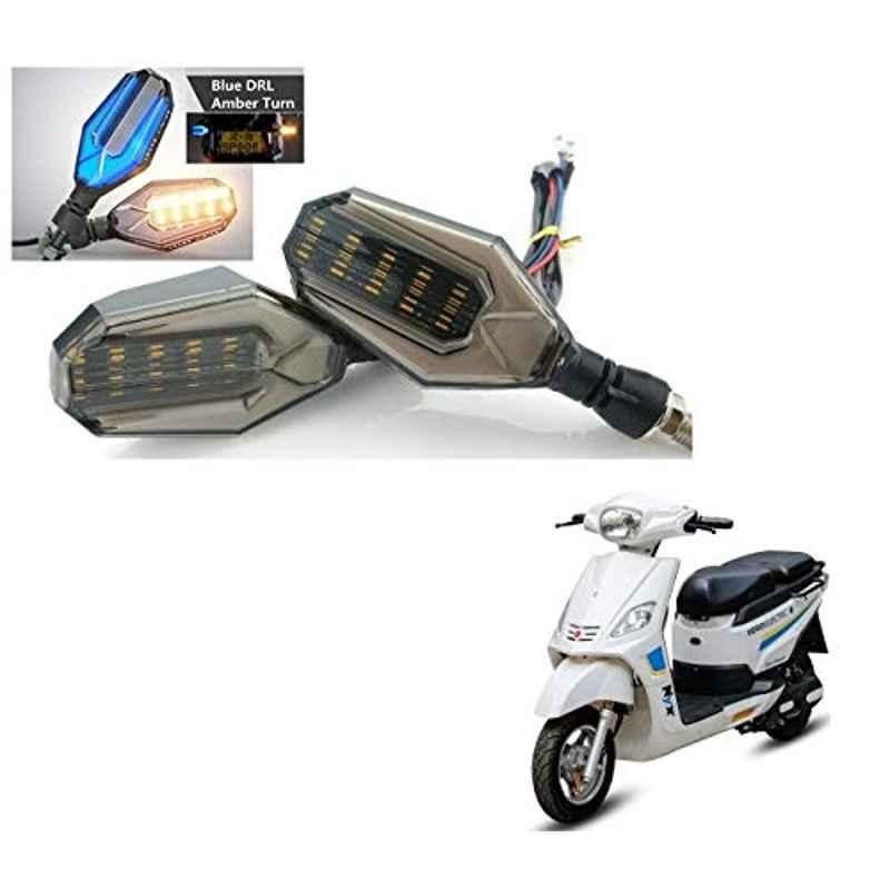 Kozdiko 4 Pcs Plastic Front & Rear U Shape Dual Color DRL LED BIke Indicator Set for Hero Electric NYX Front