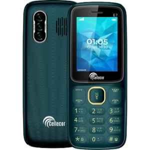 Cellecor E7 32GB/32GB 2.4 inch Green Dual Sim Feature Phone with Torch Light & FM
