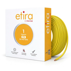 Polycab Etira 1 Sqmm 90m Yellow Single Core FR Multistrand PVC Copper Insulated Unsheathed Industrial Cable
