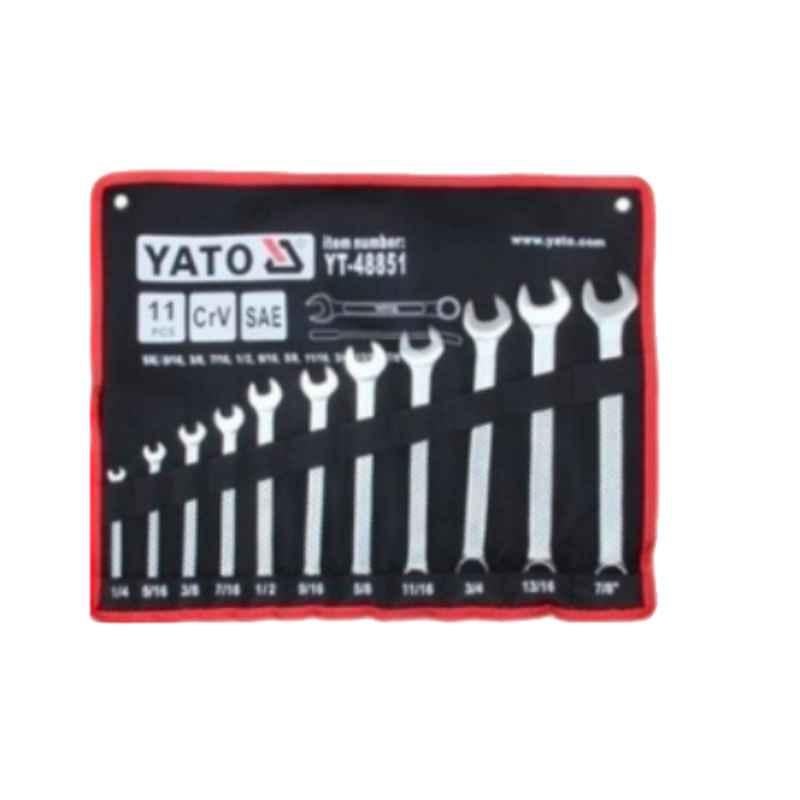 Yato 11 Pcs 1/4-7/8 inch CrV Combination Spanner Set, YT-48851