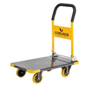 Corvids 200kg Mild Steel Black Portable Folding Hand Platform Trolley with 360 deg Rotating & Locking Wheels