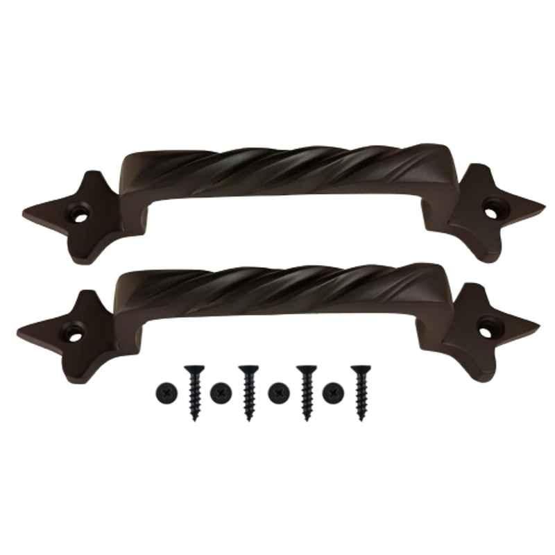 Mix & Match Twisted 6 inch Cast Iron Black Matte Finish Cabinet Pull Handle for Wardrobe, Cupboard & Window (Pack of 4)